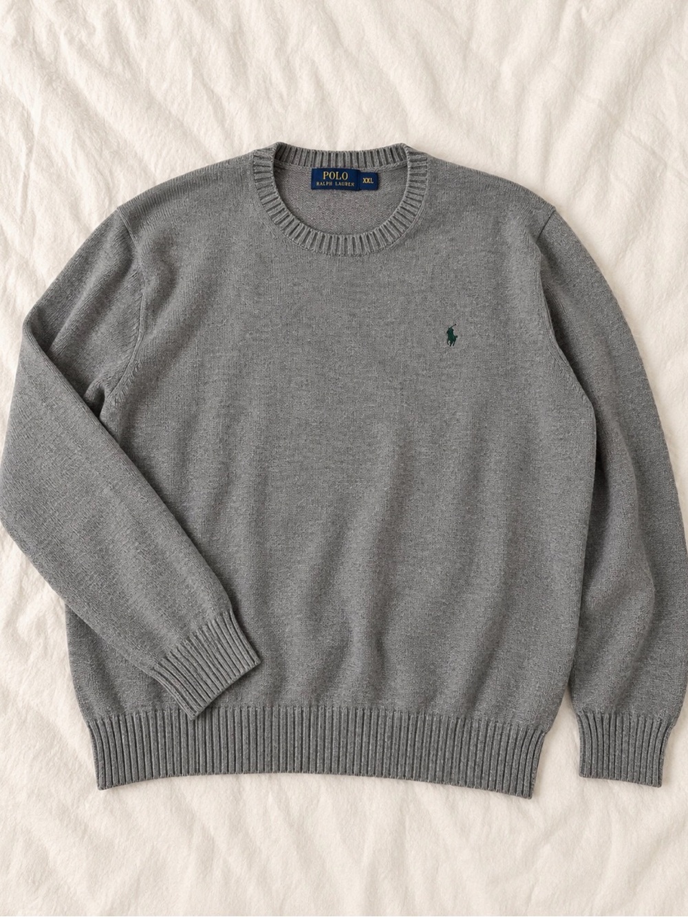 Polo Ralph Lauren XXL Gray Crewneck Sweater Green Pony Preppy